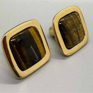 Modern Matter Benson Polished Brass Knobs 1.75” with Tiger Eye (2)